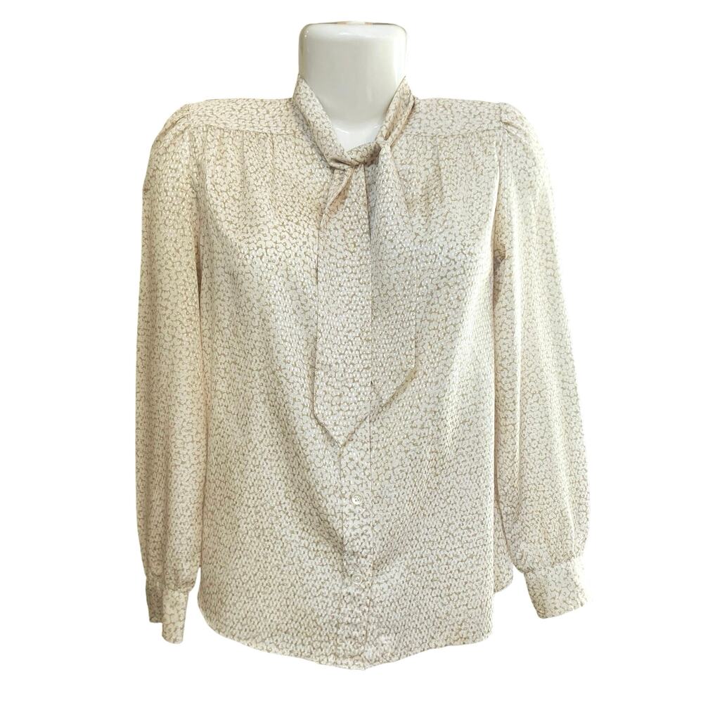 Evan-Picone Women's VINTAGE 80/90s Tie Neck Buttoned Long Sleeve Blouse | Size 6